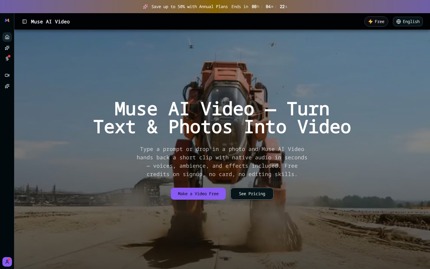 Muse AI Video Homepage