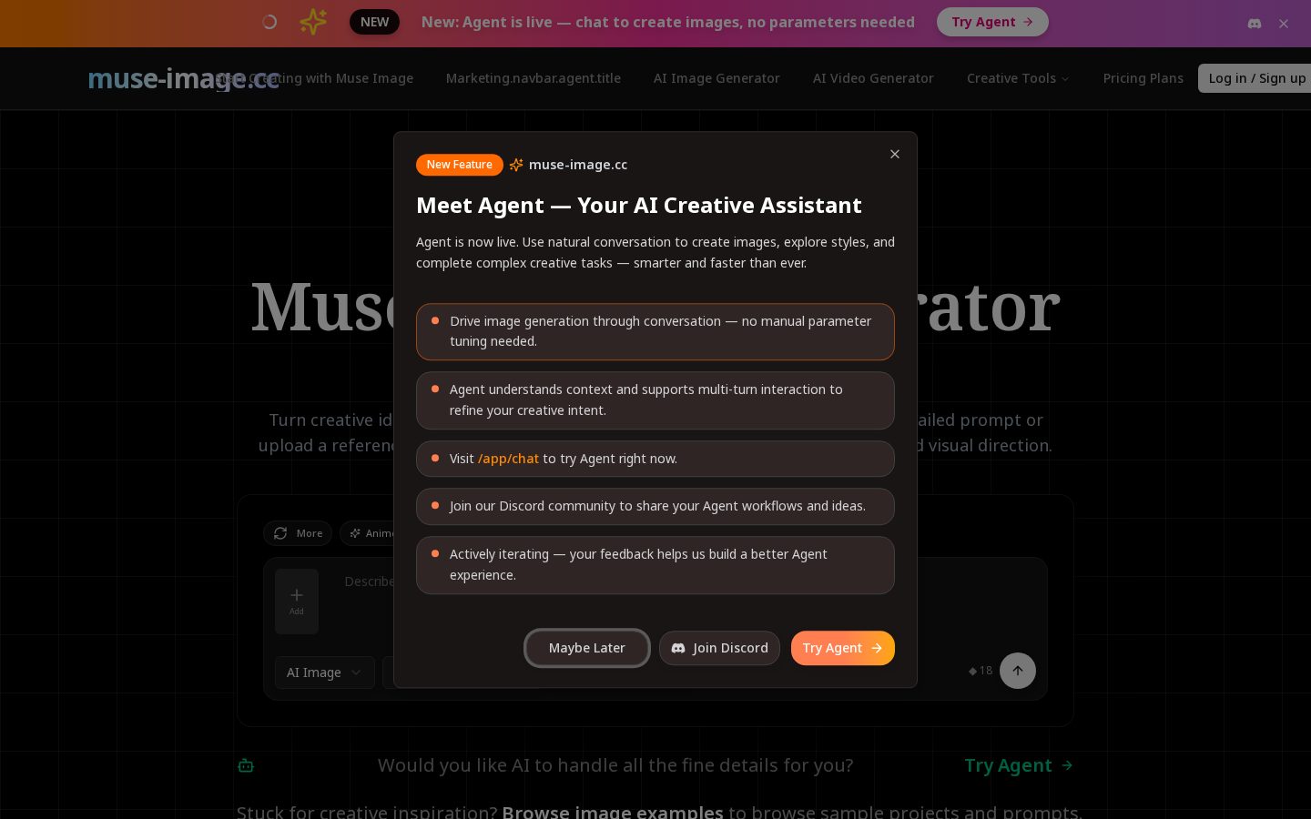Muse Image AI Homepage