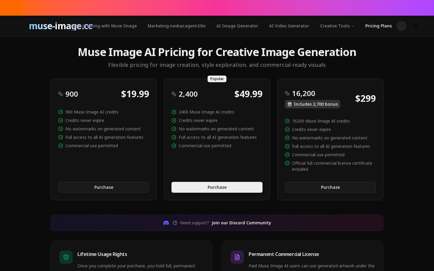 Muse Image AI Pricing
