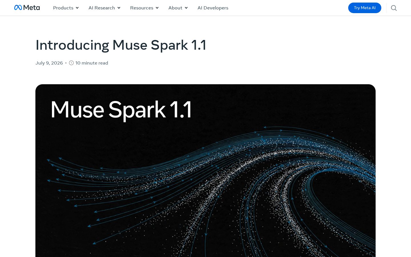 Muse Spark 1.1 by Meta AI Homepage