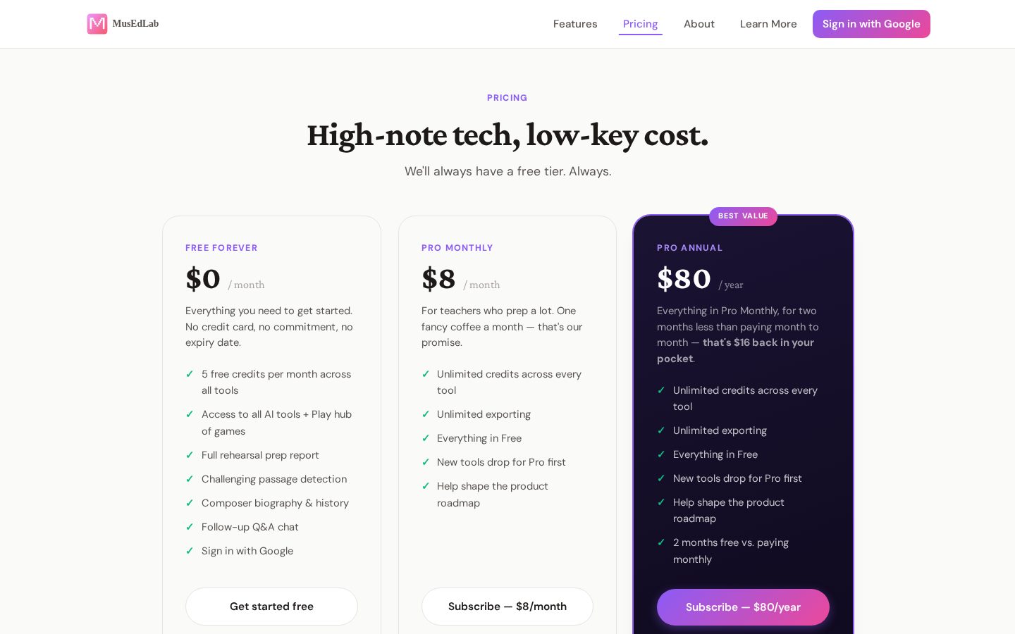 MusEdLab Pricing