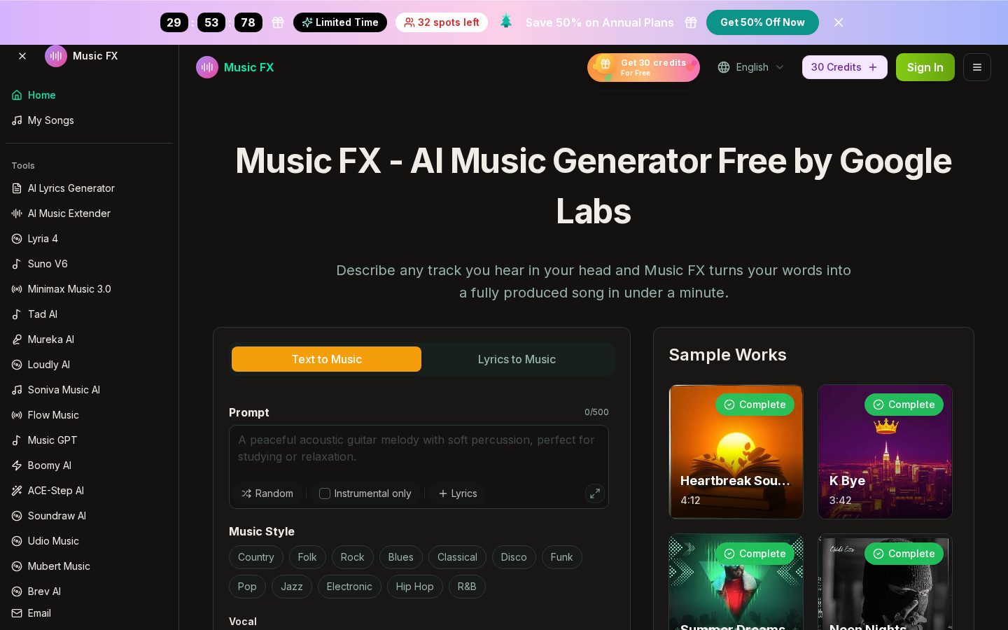 Music FX Homepage