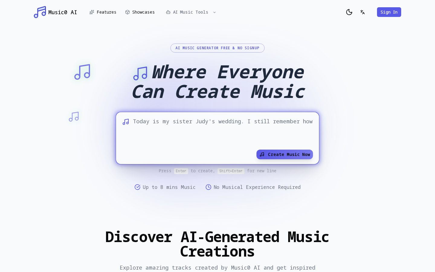 music0 ai Homepage