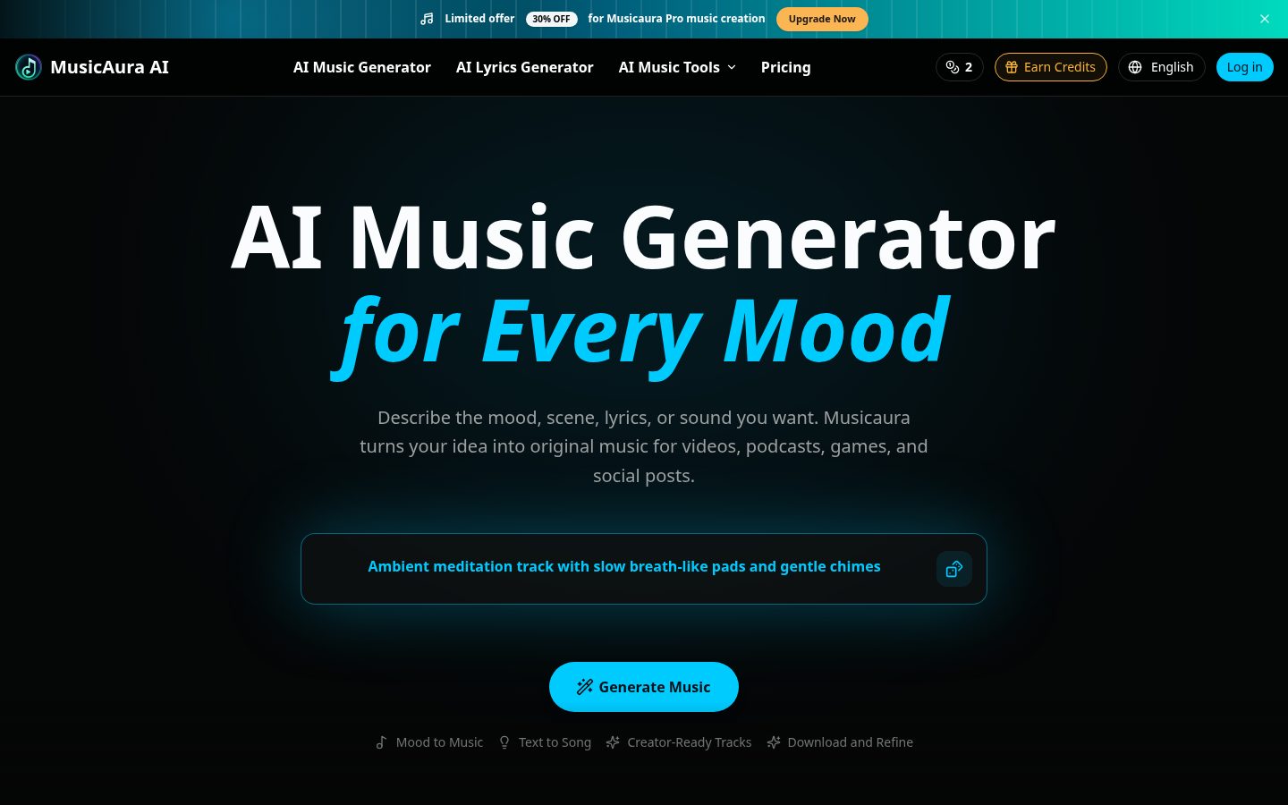 MusicAura AI Homepage
