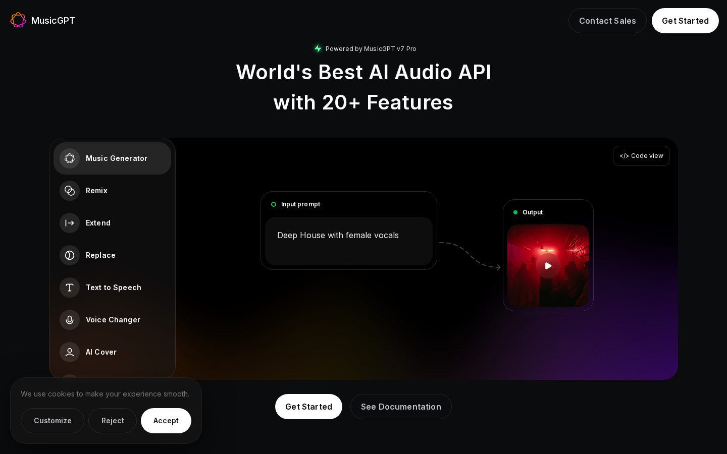MusicGPT API Homepage