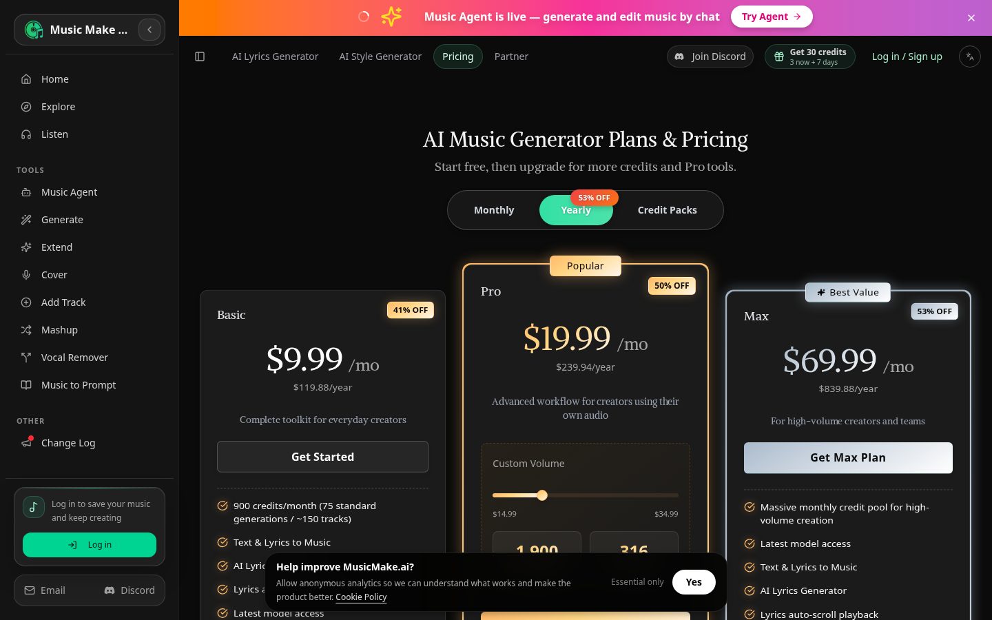 MusicMake Pricing