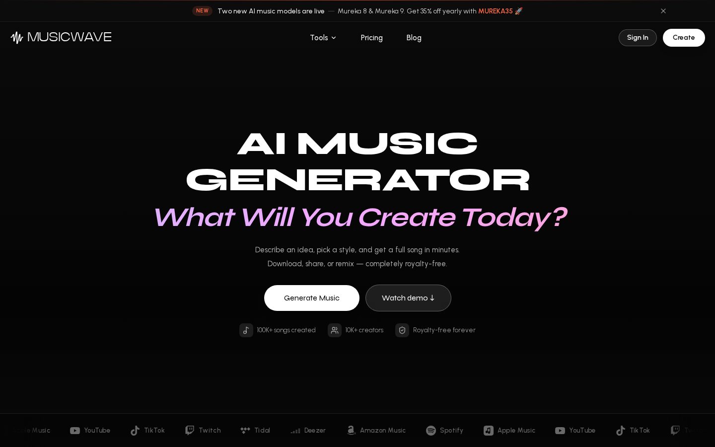 MusicWave.ai Homepage