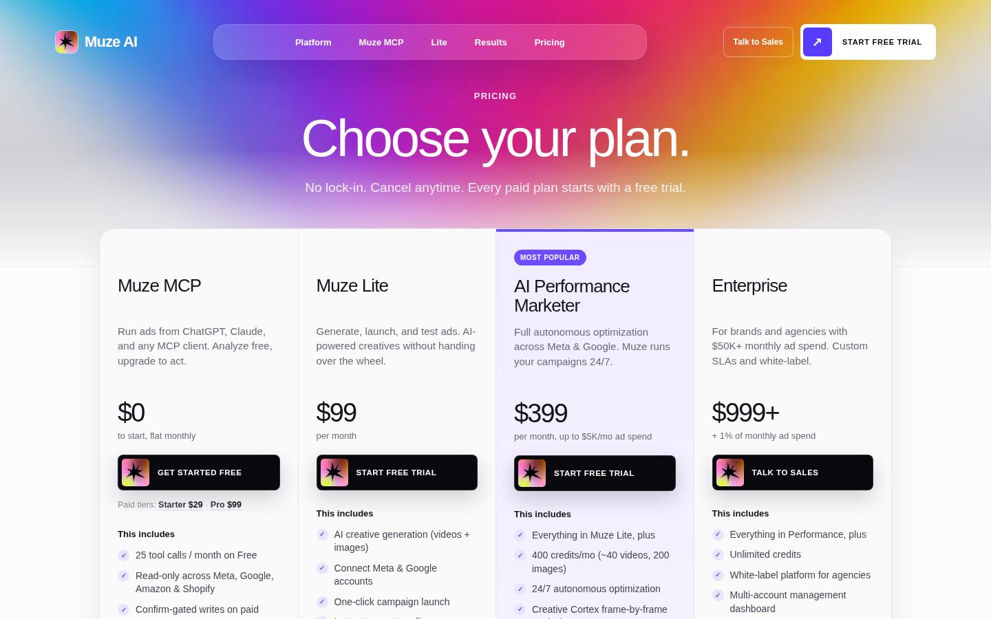 Muze AI Pricing