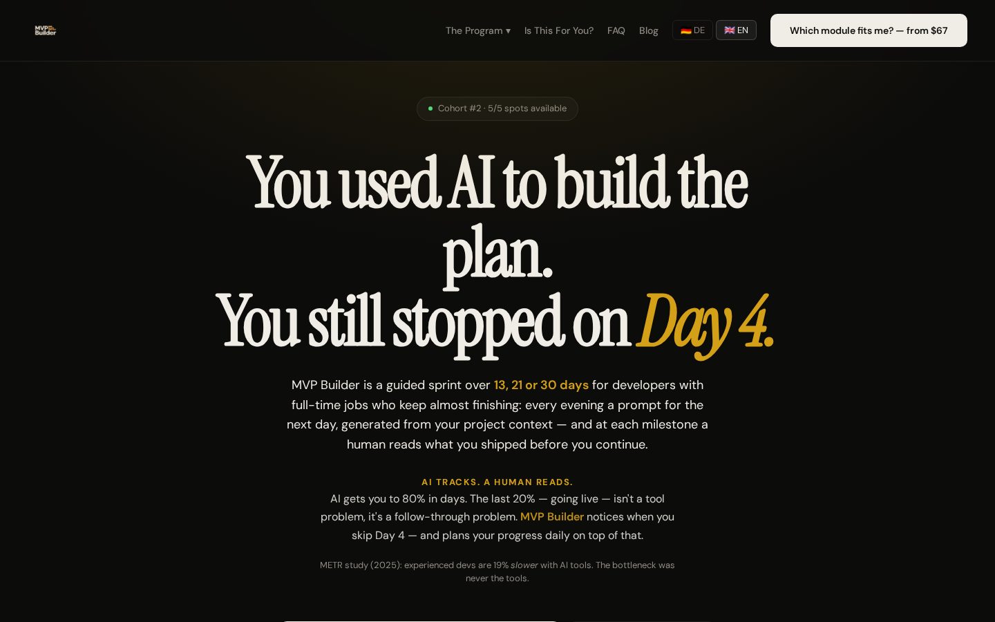 MVP Builder Homepage