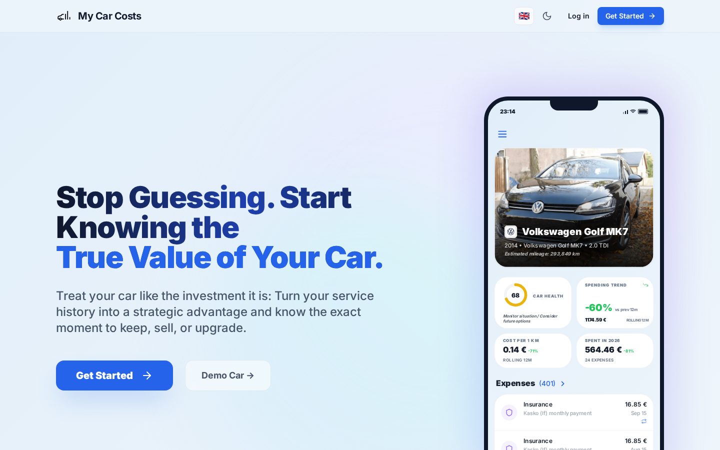 My Car Costs Homepage