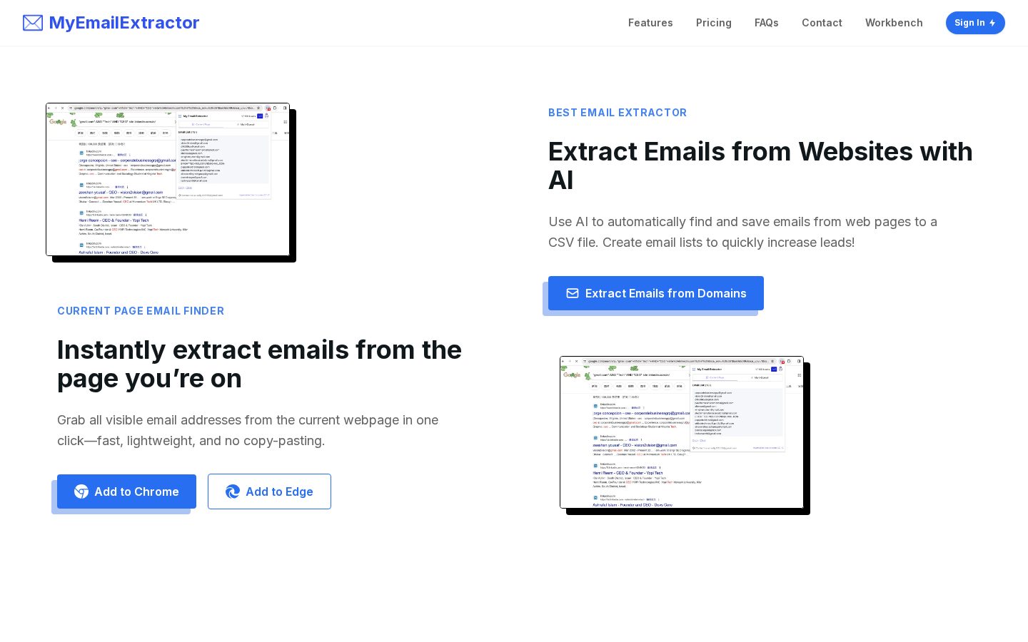 My Email Extractor Homepage