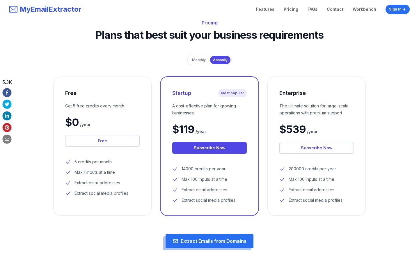 My Email Extractor Pricing