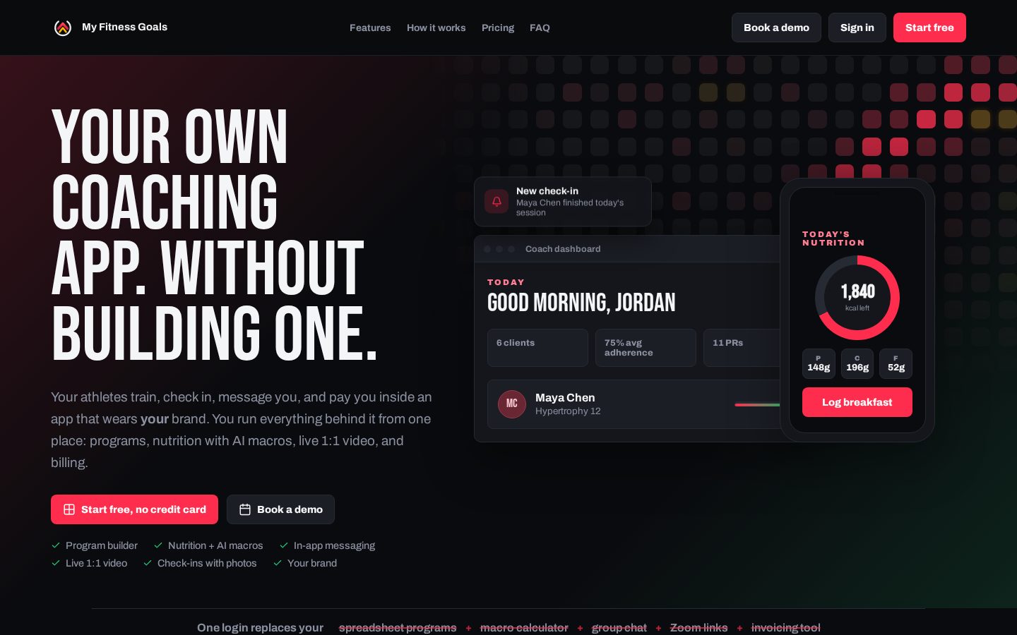 My Fitness Goals Homepage