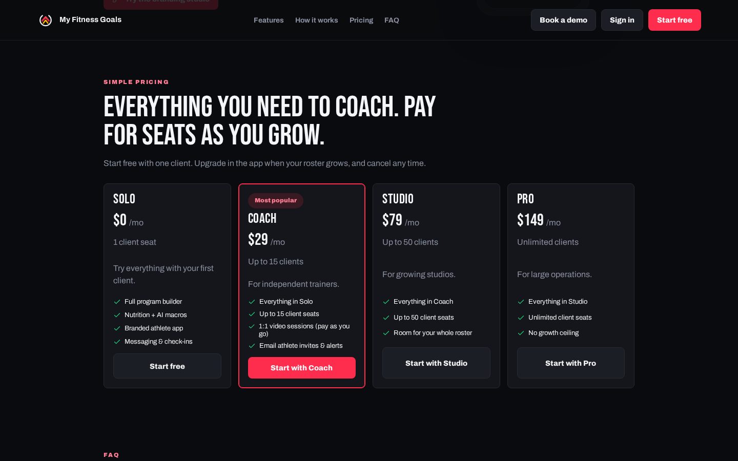 My Fitness Goals Pricing
