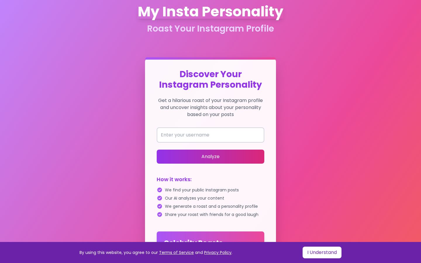My Insta Personality Homepage