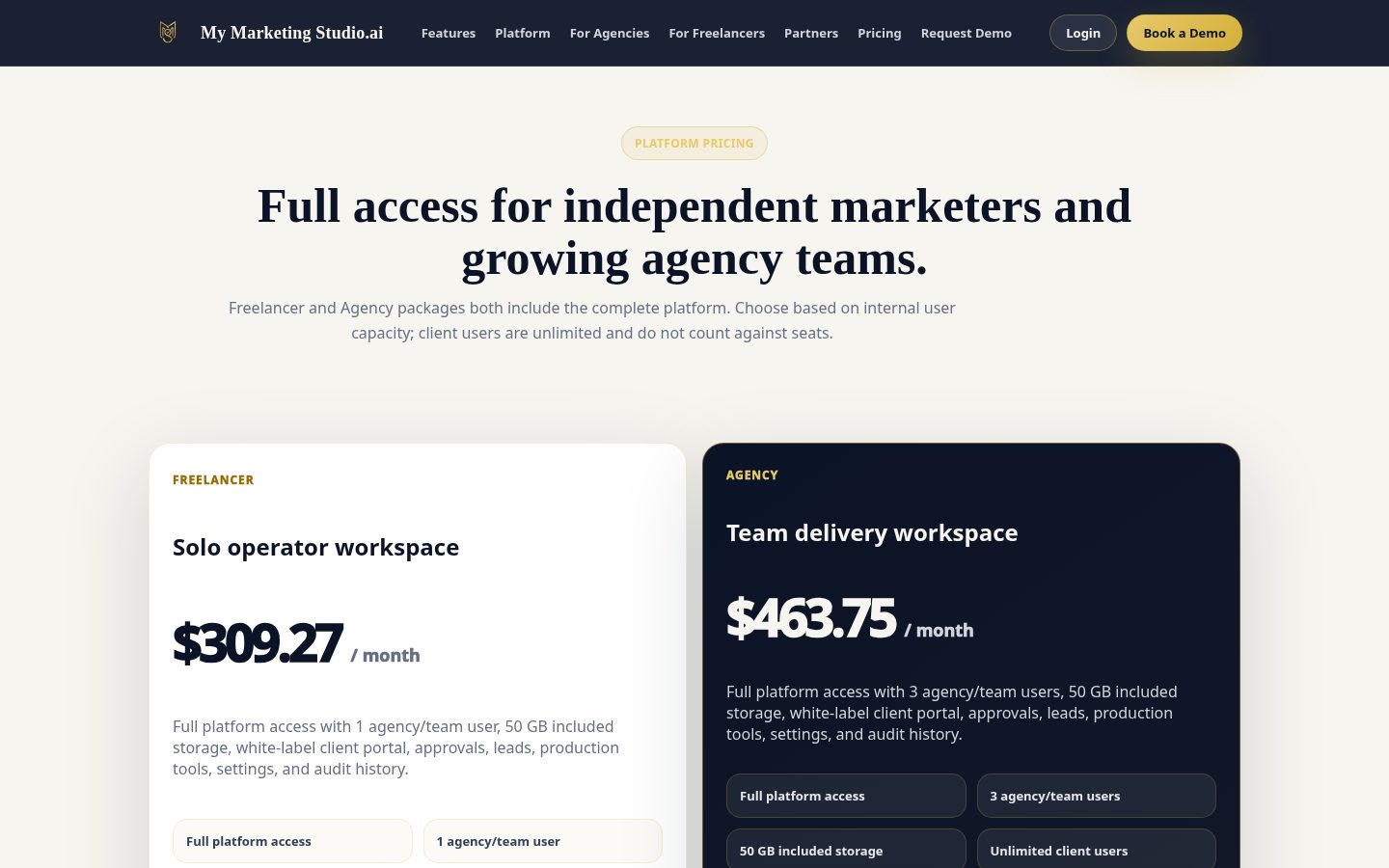 My Marketing Studio.ai Pricing