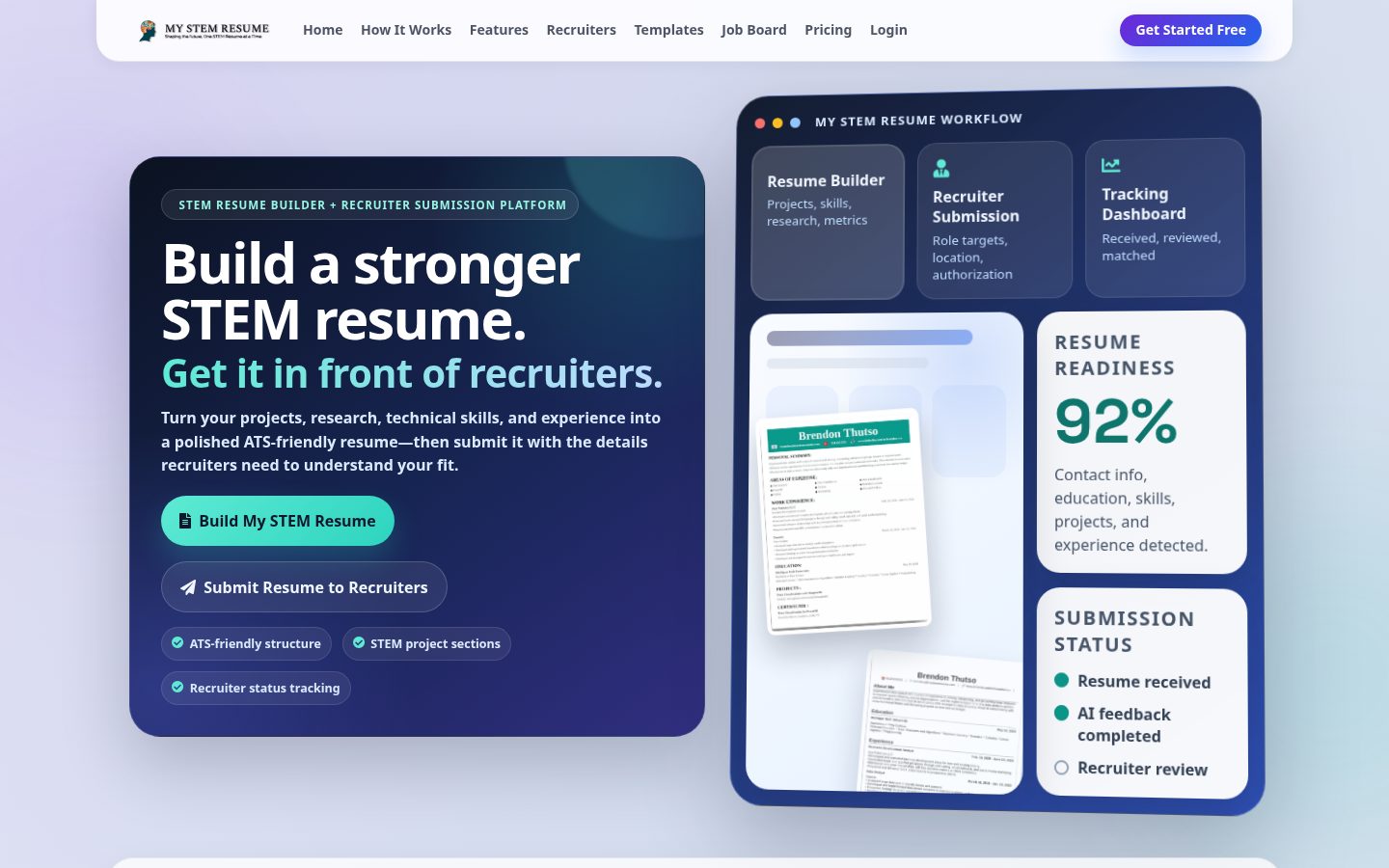 My STEM Resume Homepage