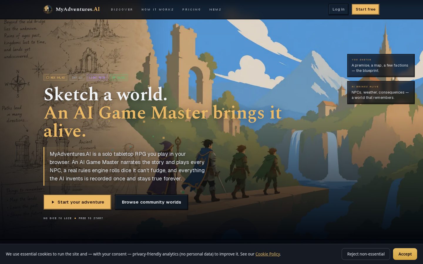myadventures.ai Homepage