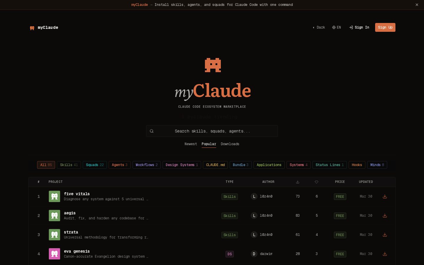 myClaude Homepage