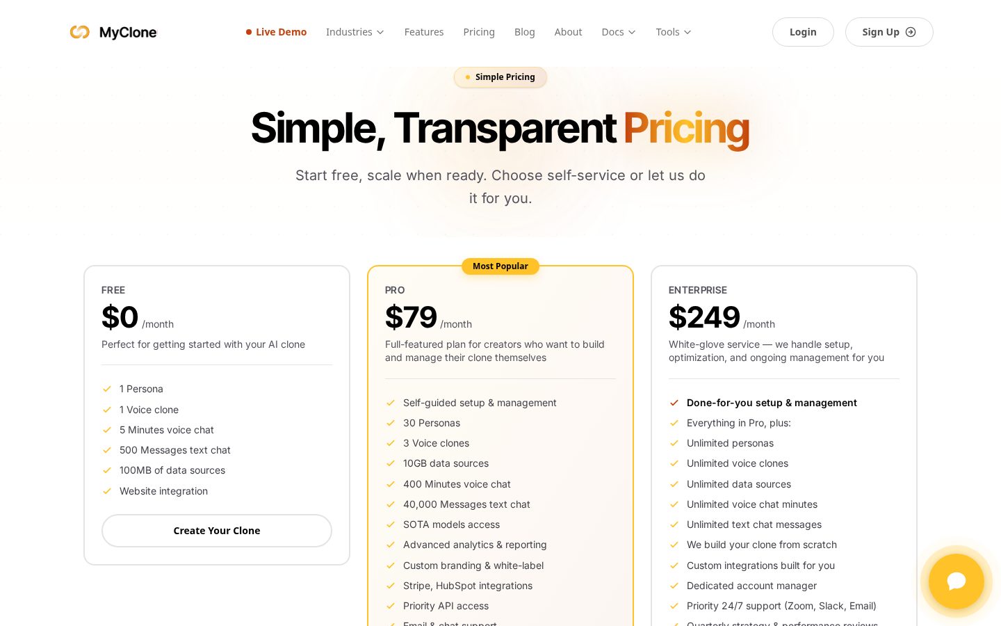 MyClone Pricing