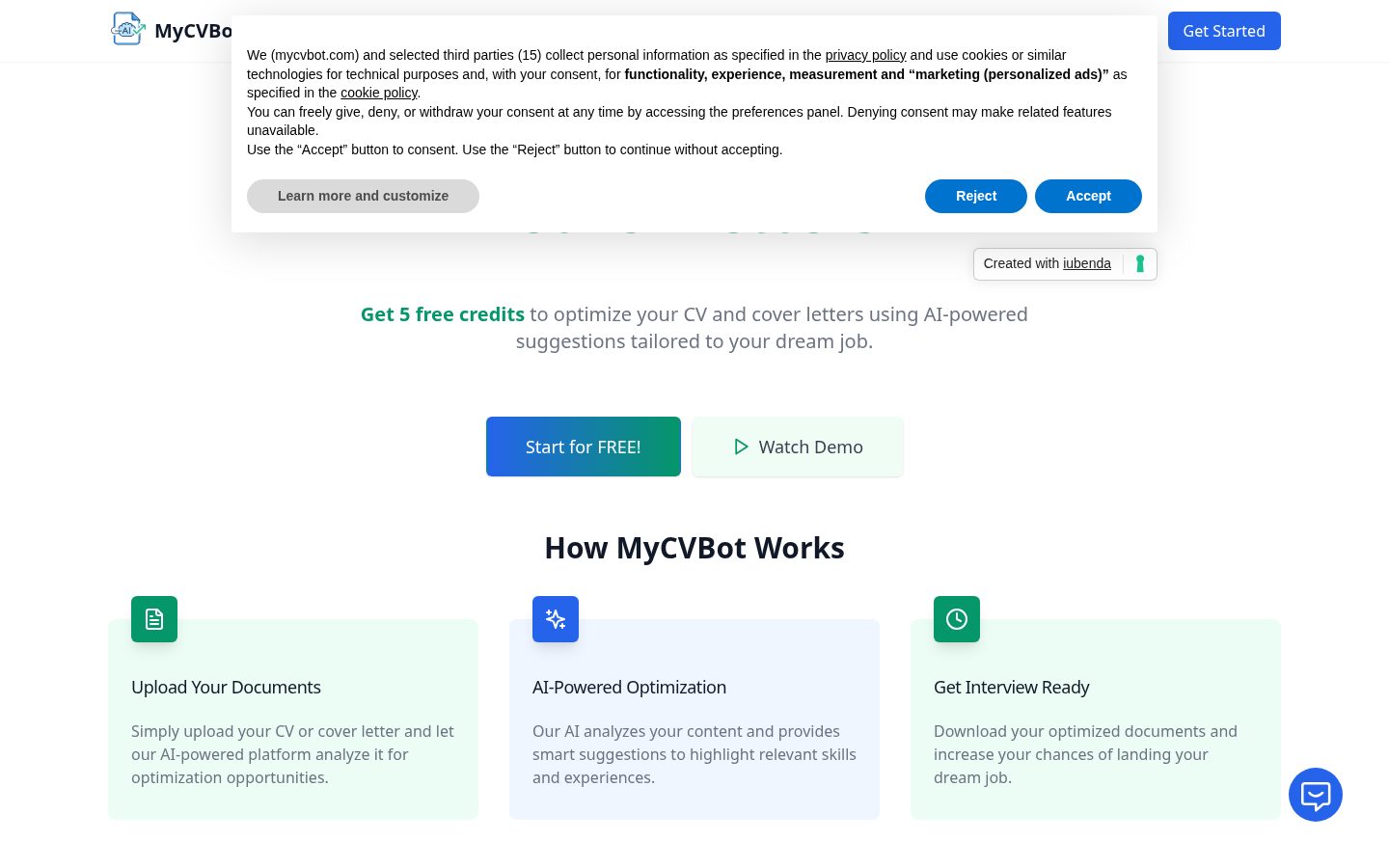 MyCVBot - Freelance project proposals Pricing