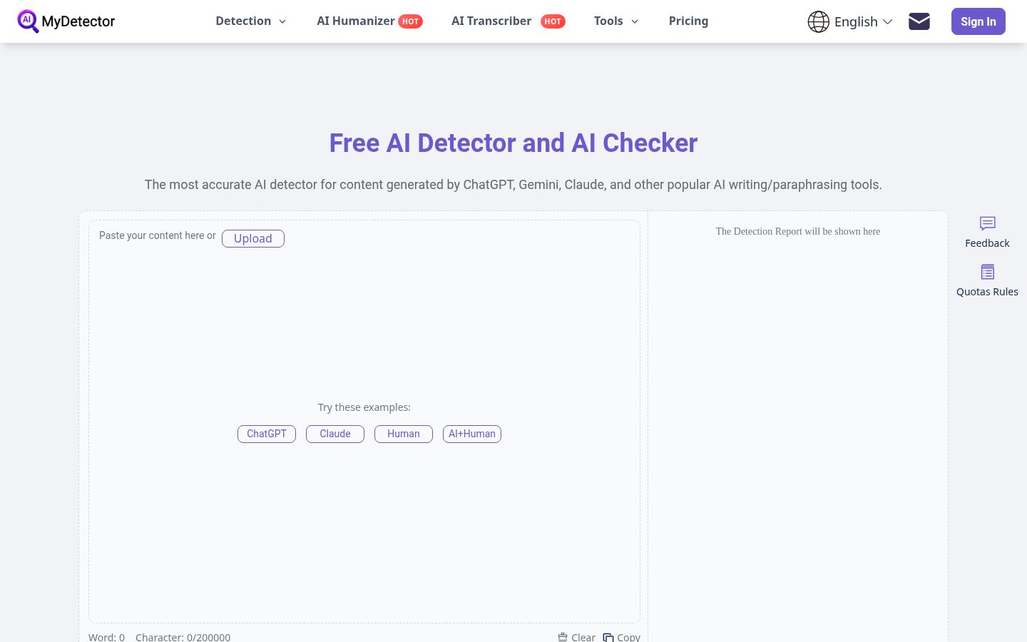 MyDetector Homepage