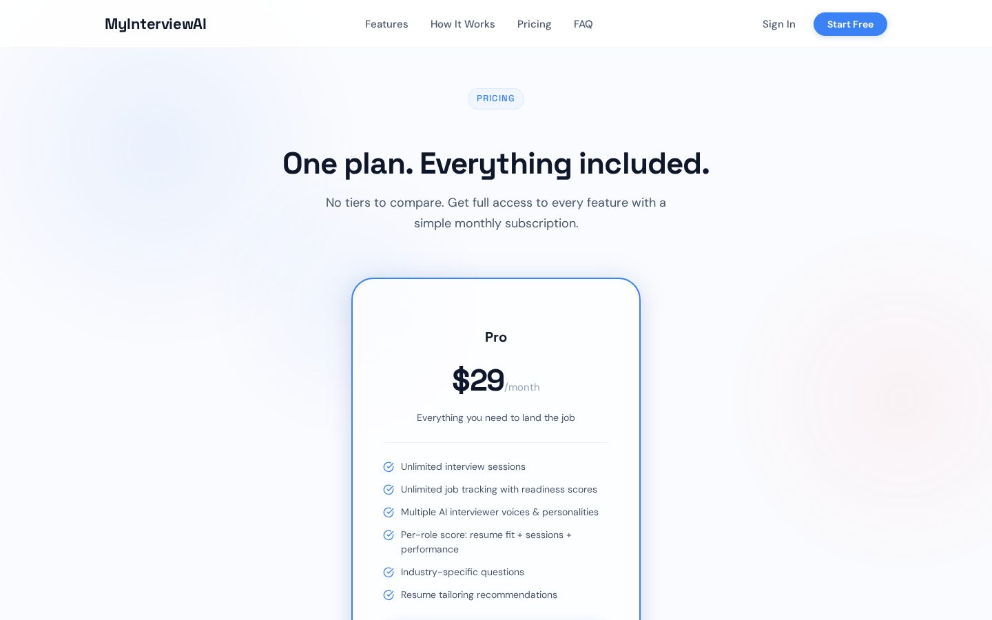 MyInterviewAi Pricing
