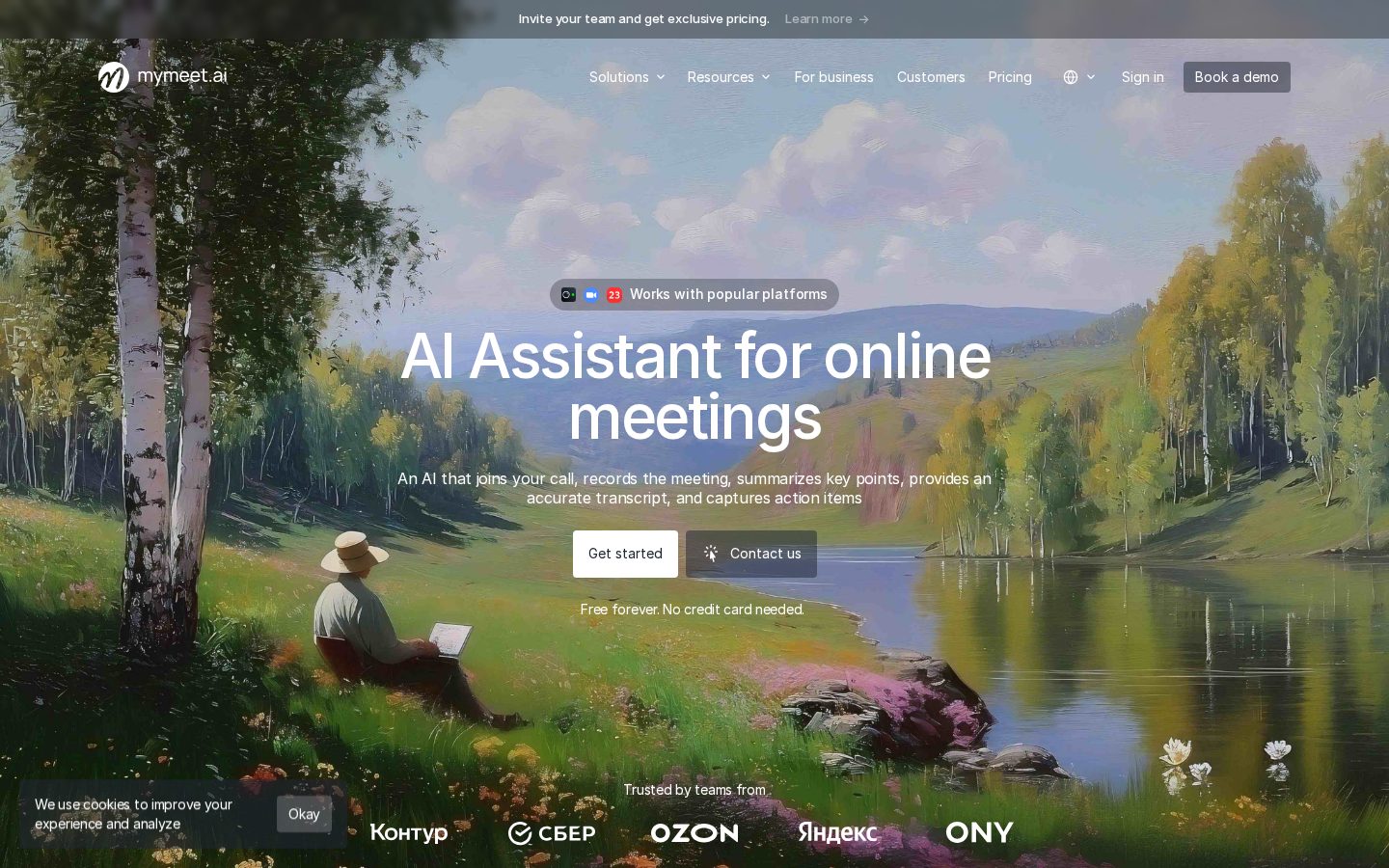 Mymeet.ai Homepage