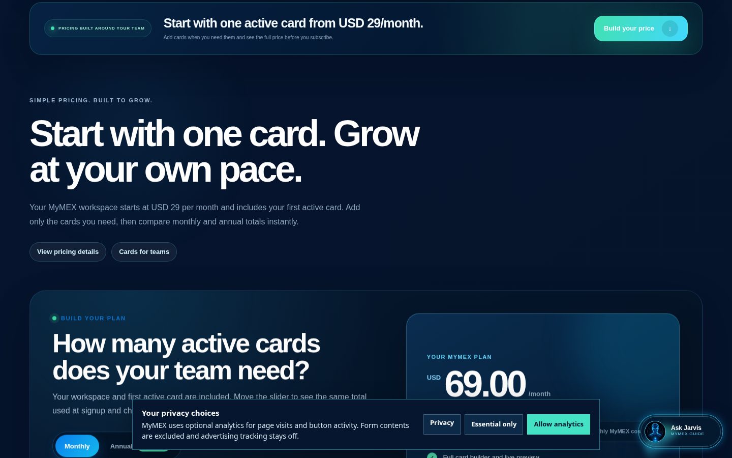 MyMEX Cards Pricing