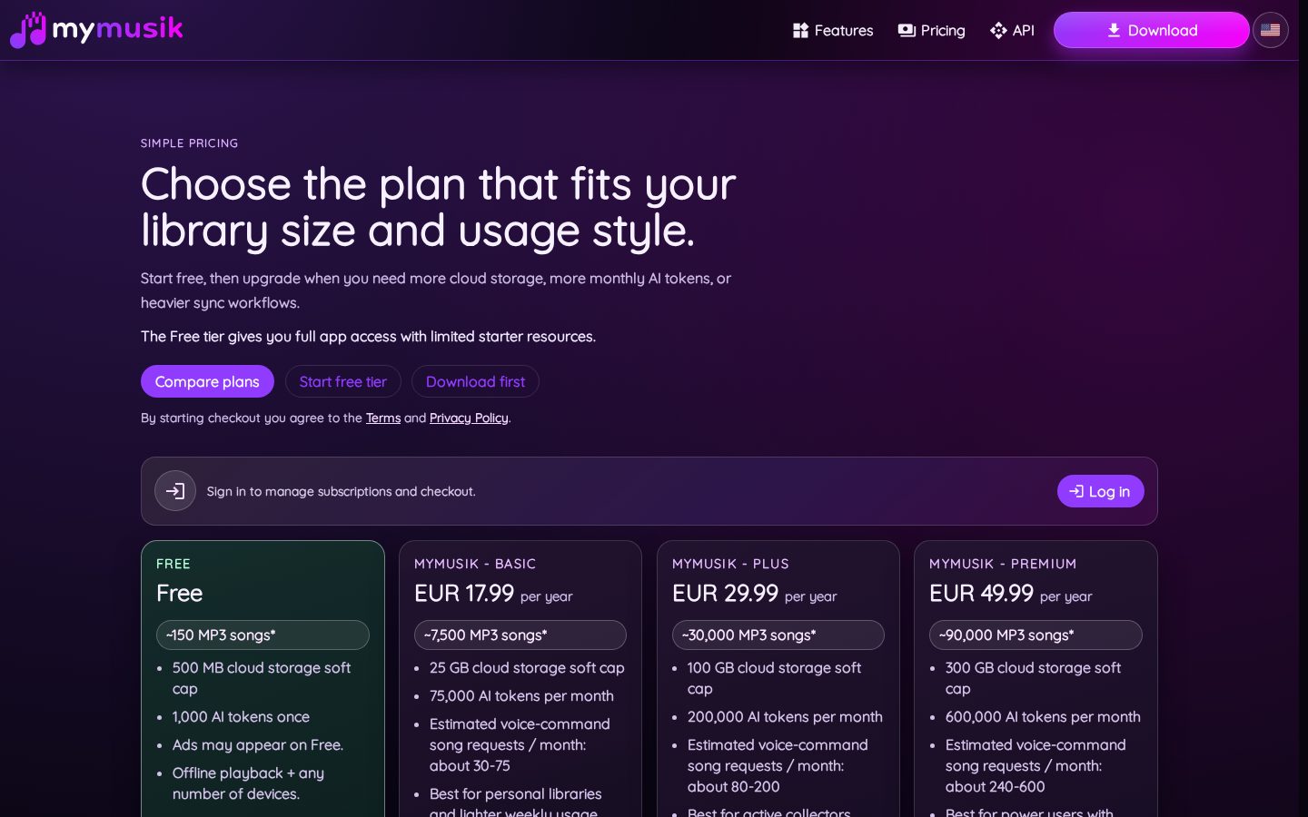 MyMusik Pricing