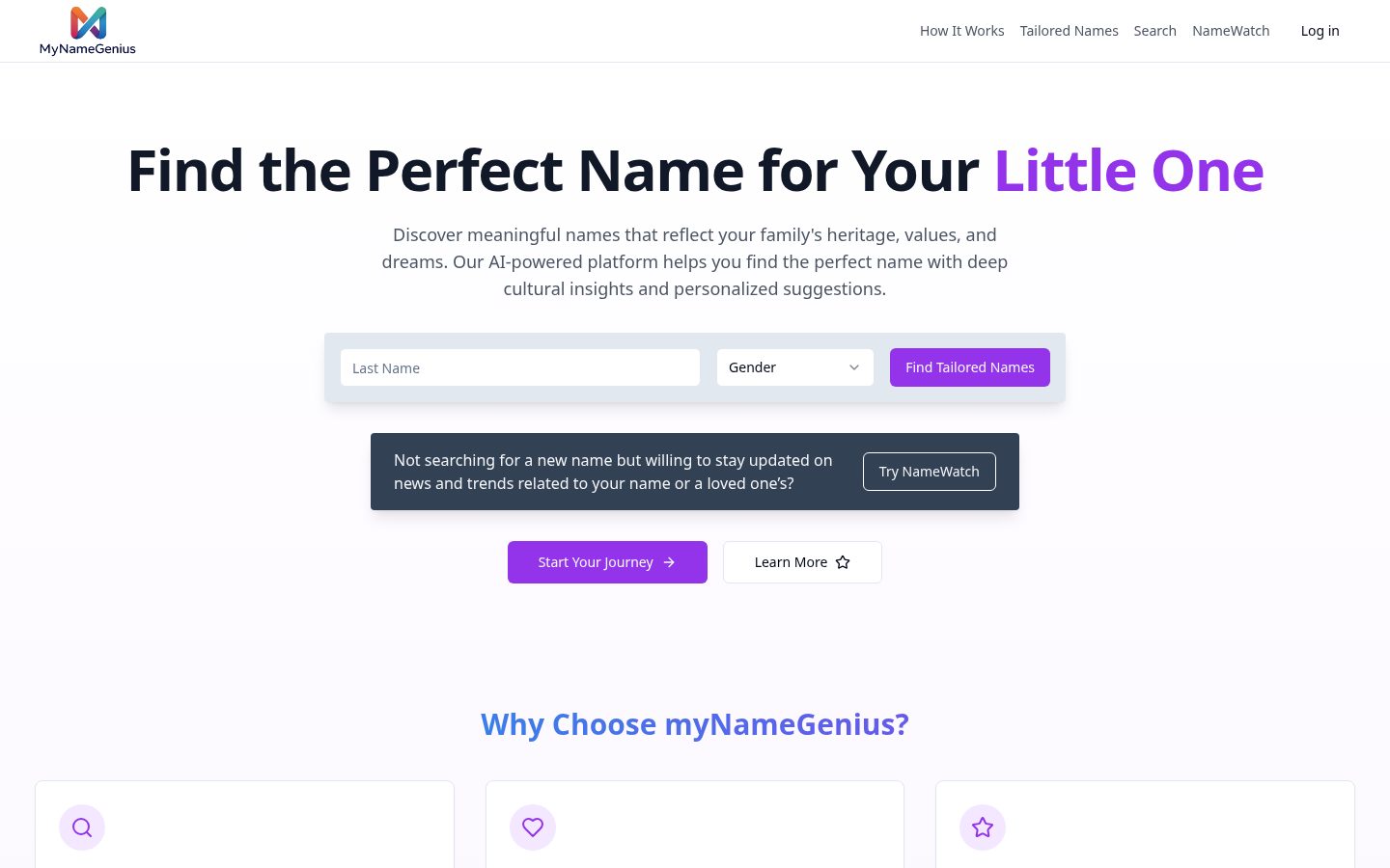 myNameGenius Homepage