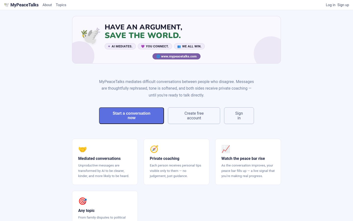 MyPeaceTalks Homepage