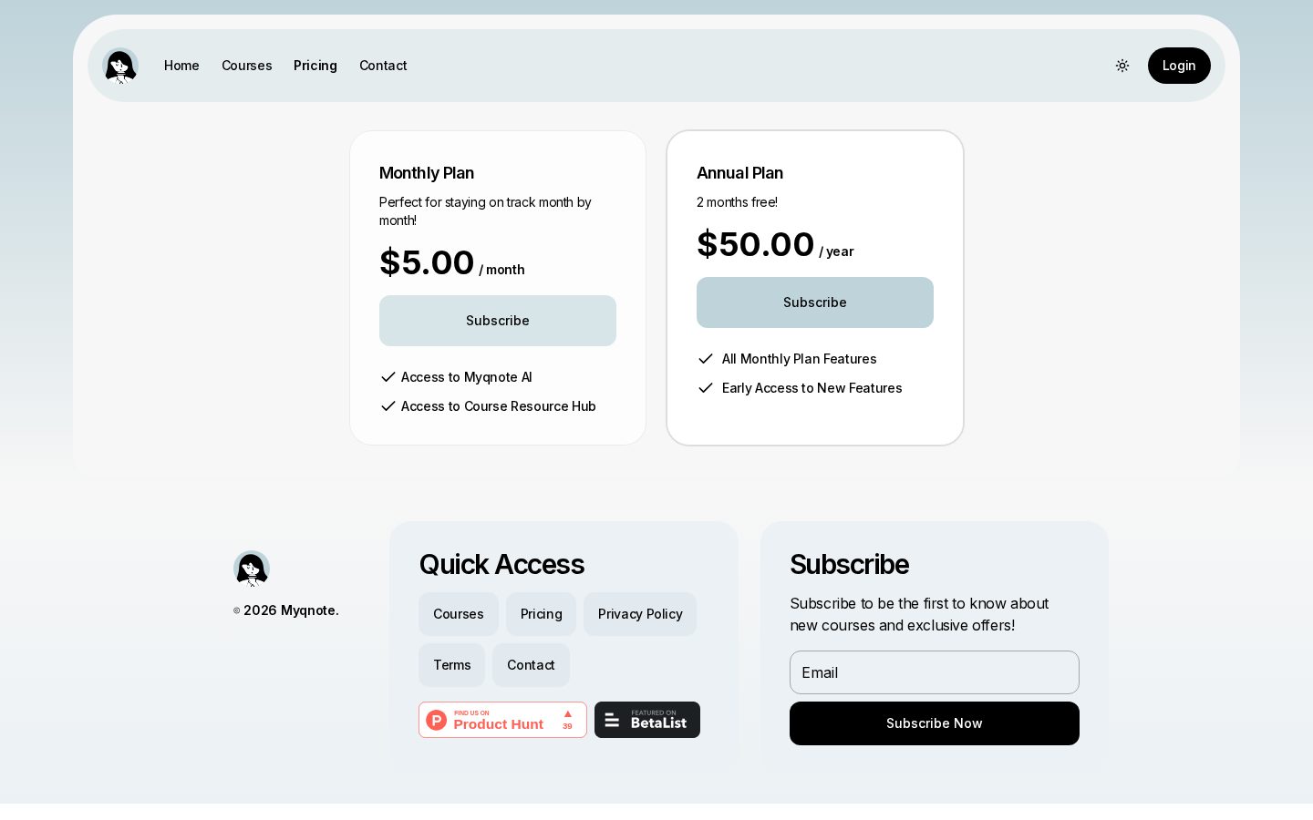 Myqnote Pricing