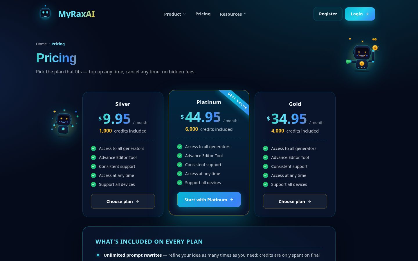 MyRaxAI Pricing