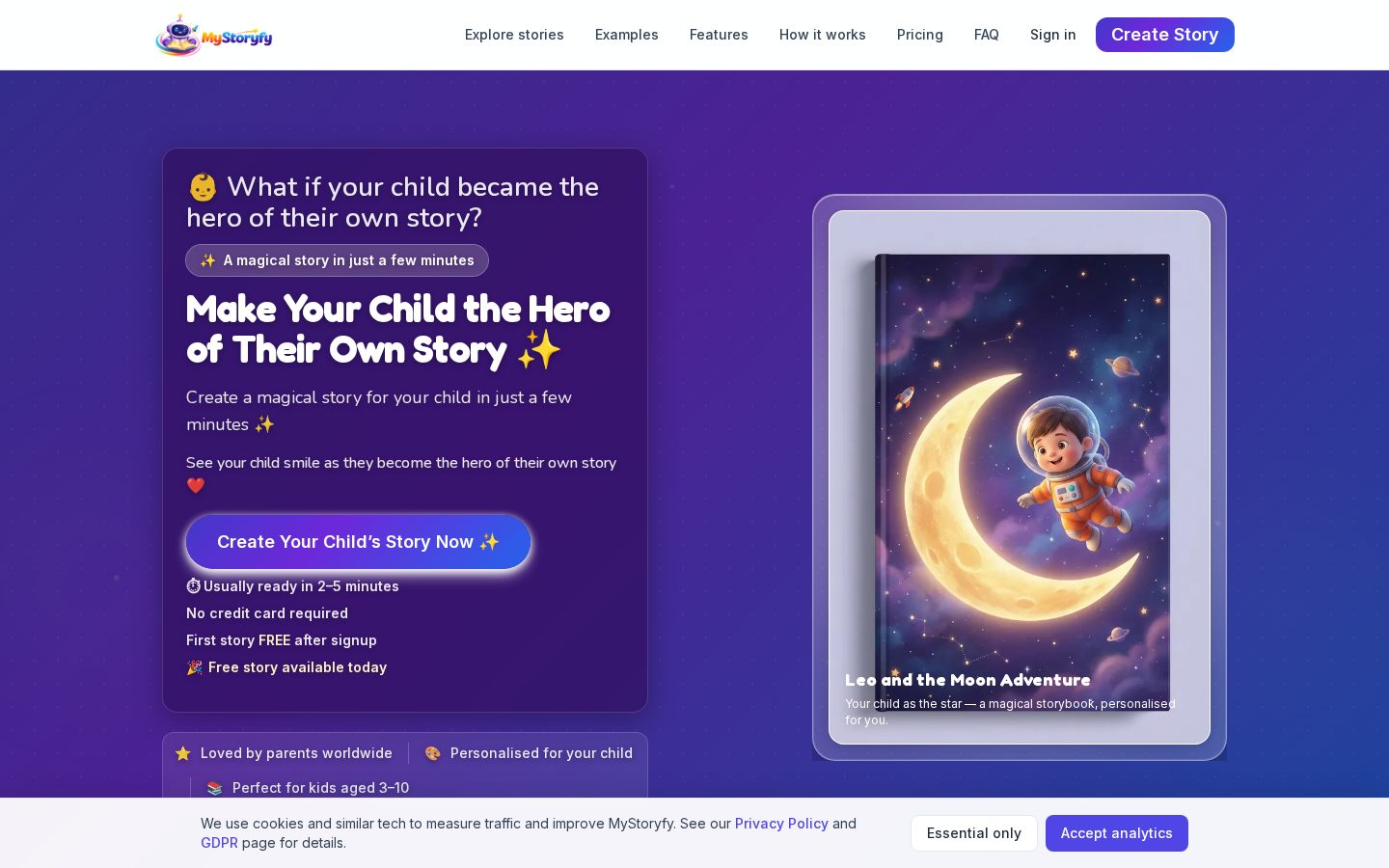 MyStoryfy Homepage