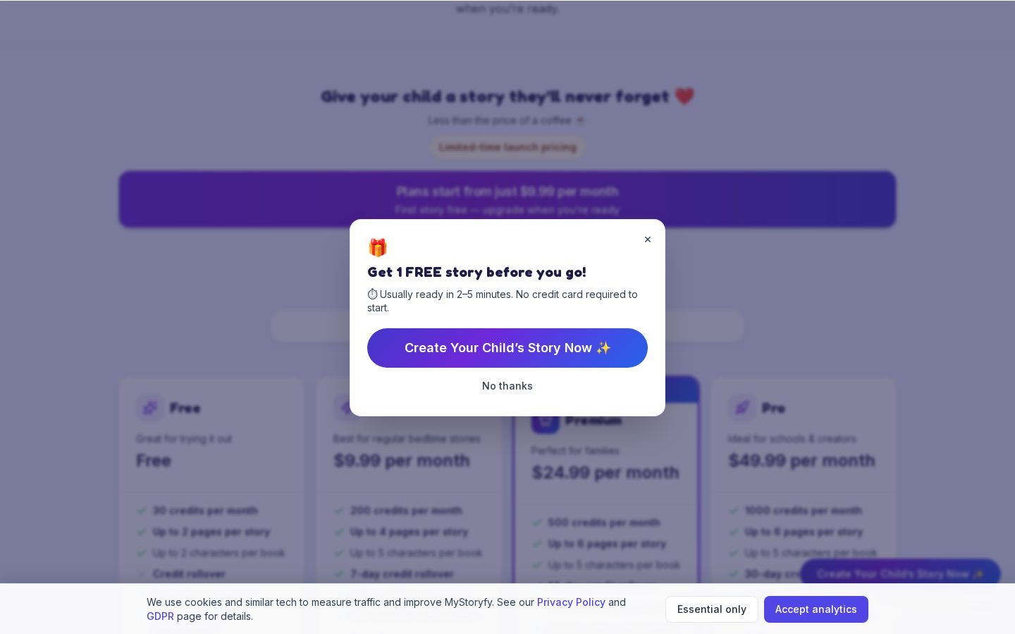 MyStoryfy Pricing