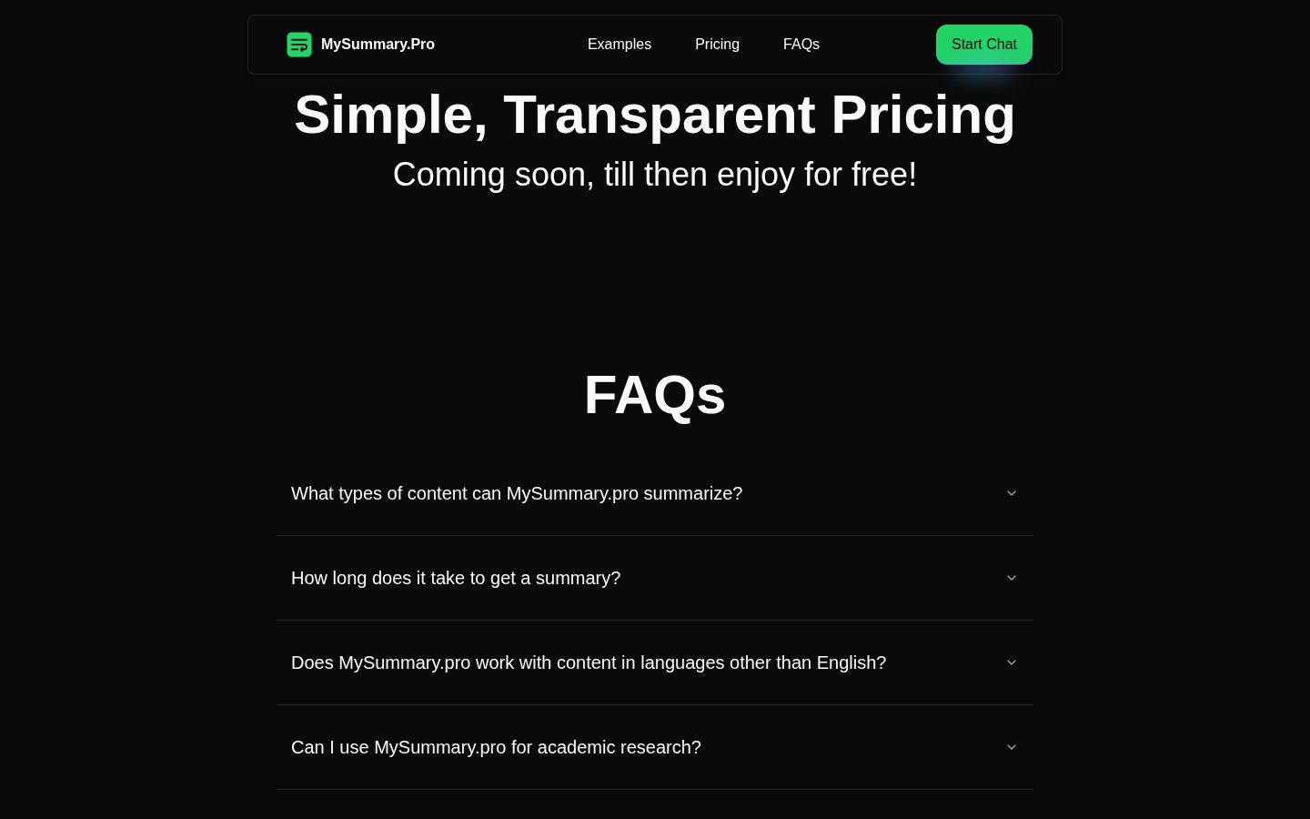 MySummary Pricing