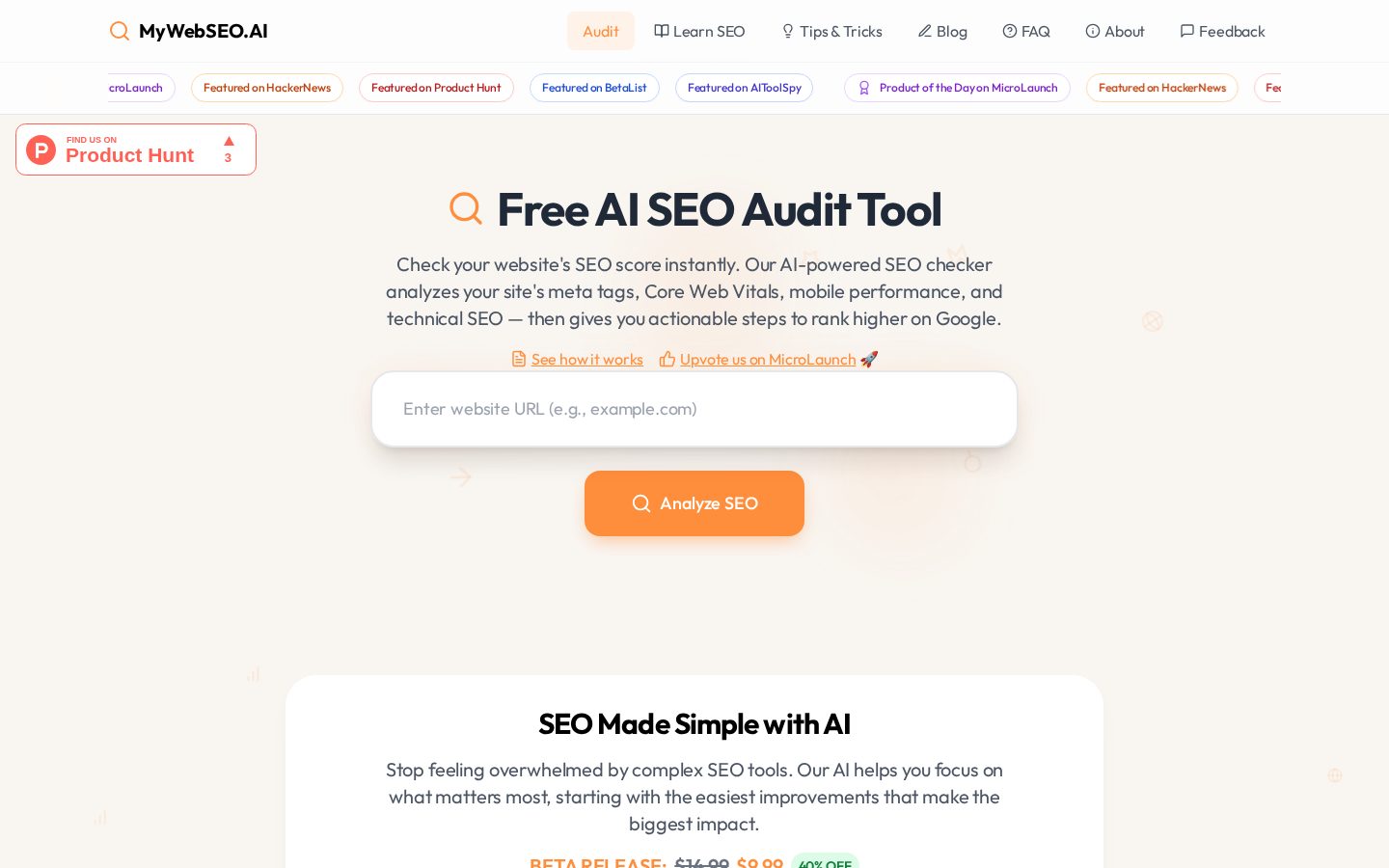 MyWebSEO.AI Homepage