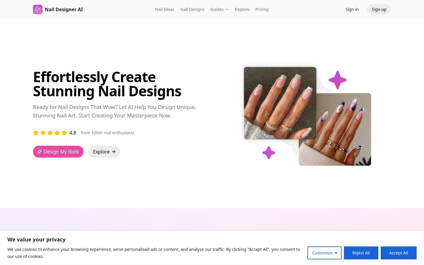 Nail Designer AI Homepage