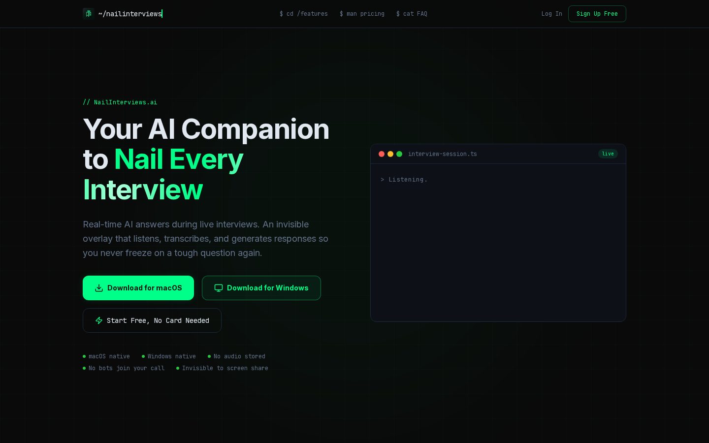 NailInterviews.ai Homepage