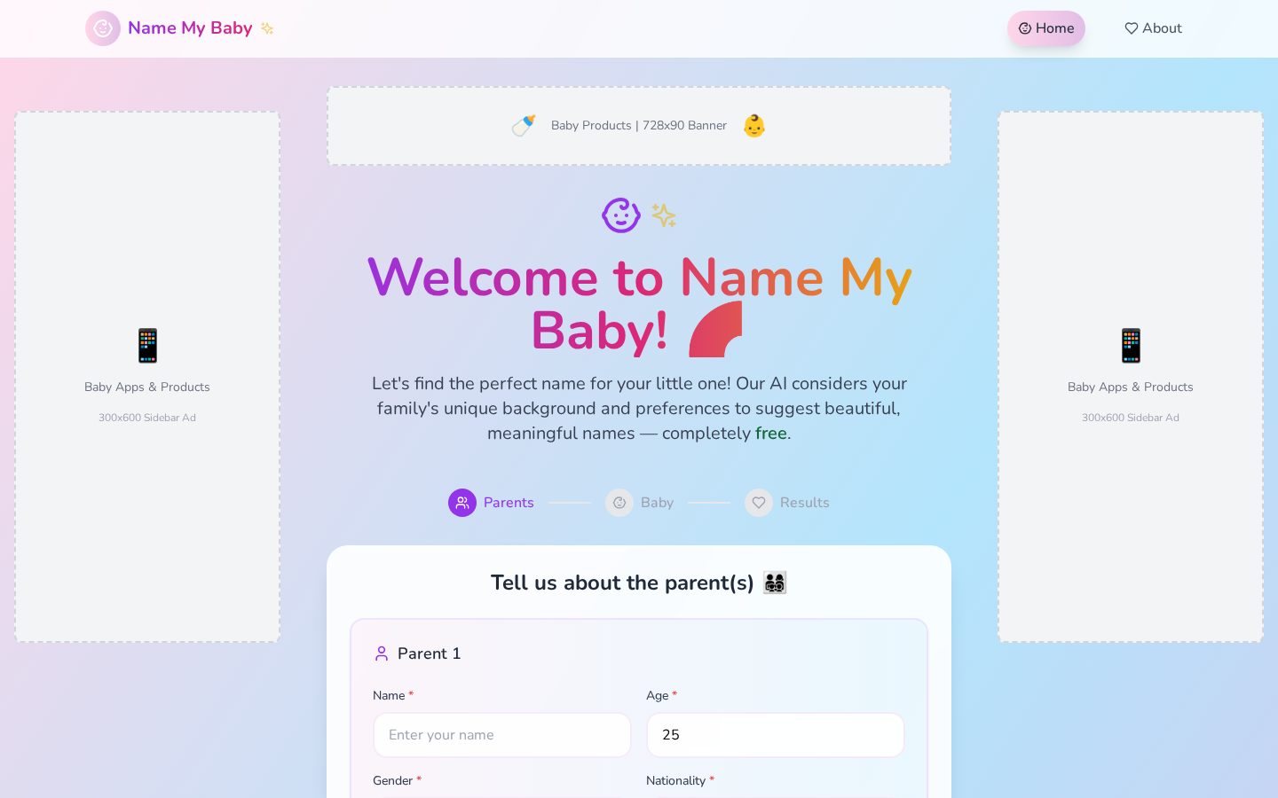 Name My Baby Homepage