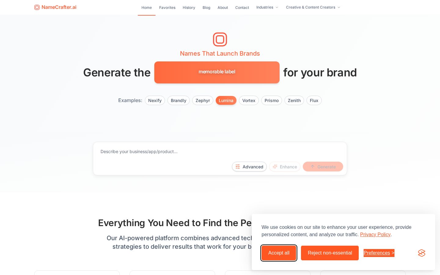 NameCrafter Homepage