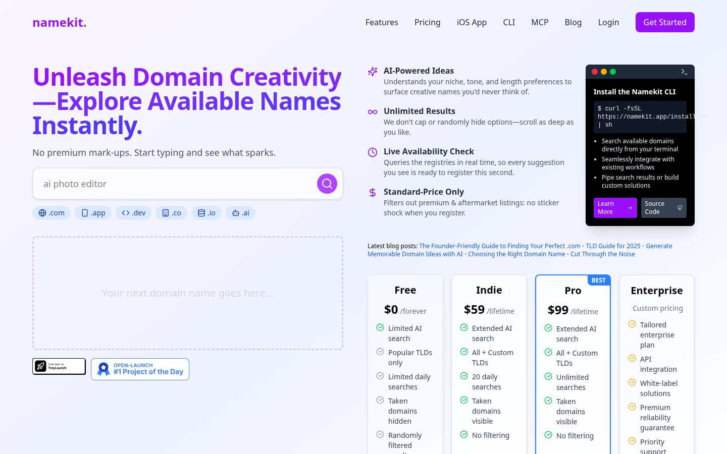 Namekit Homepage