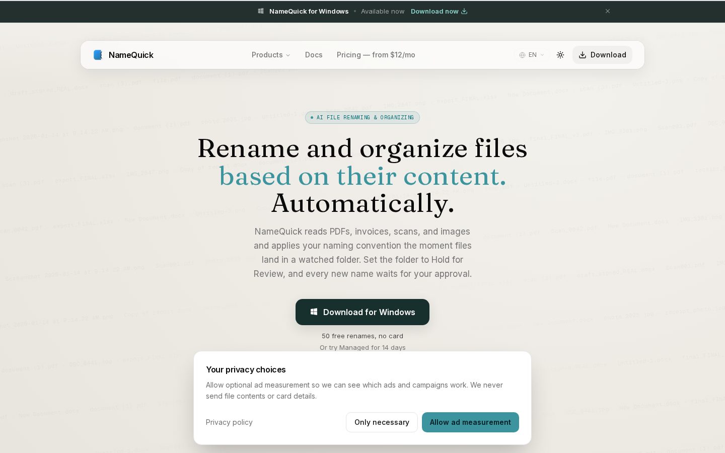NameQuick Homepage