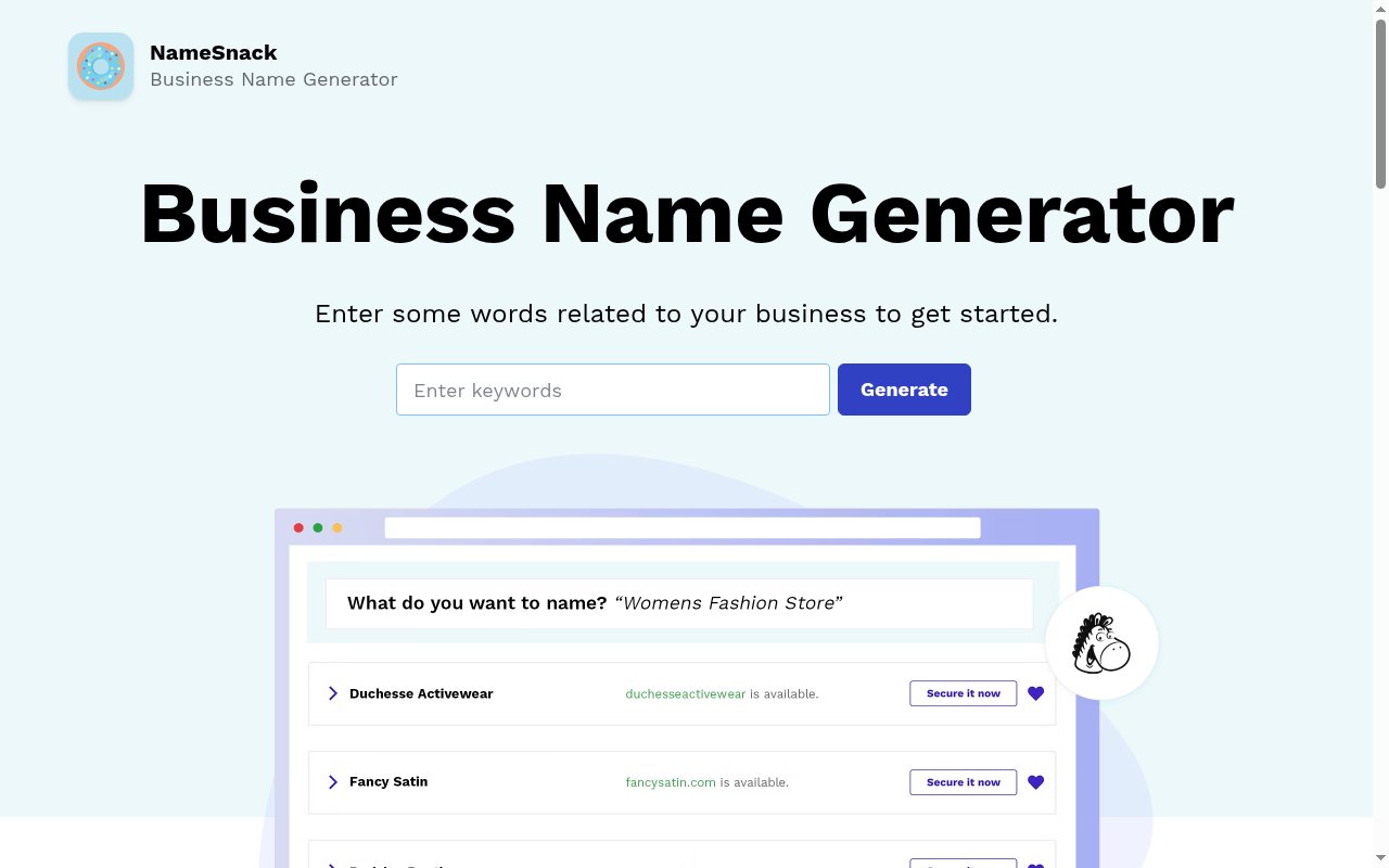 NameSnack homepage