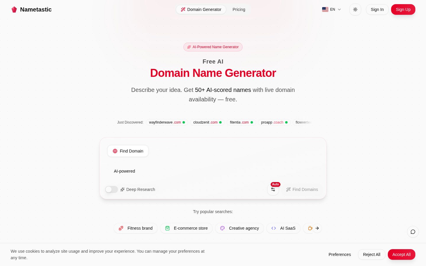 Nametastic Homepage