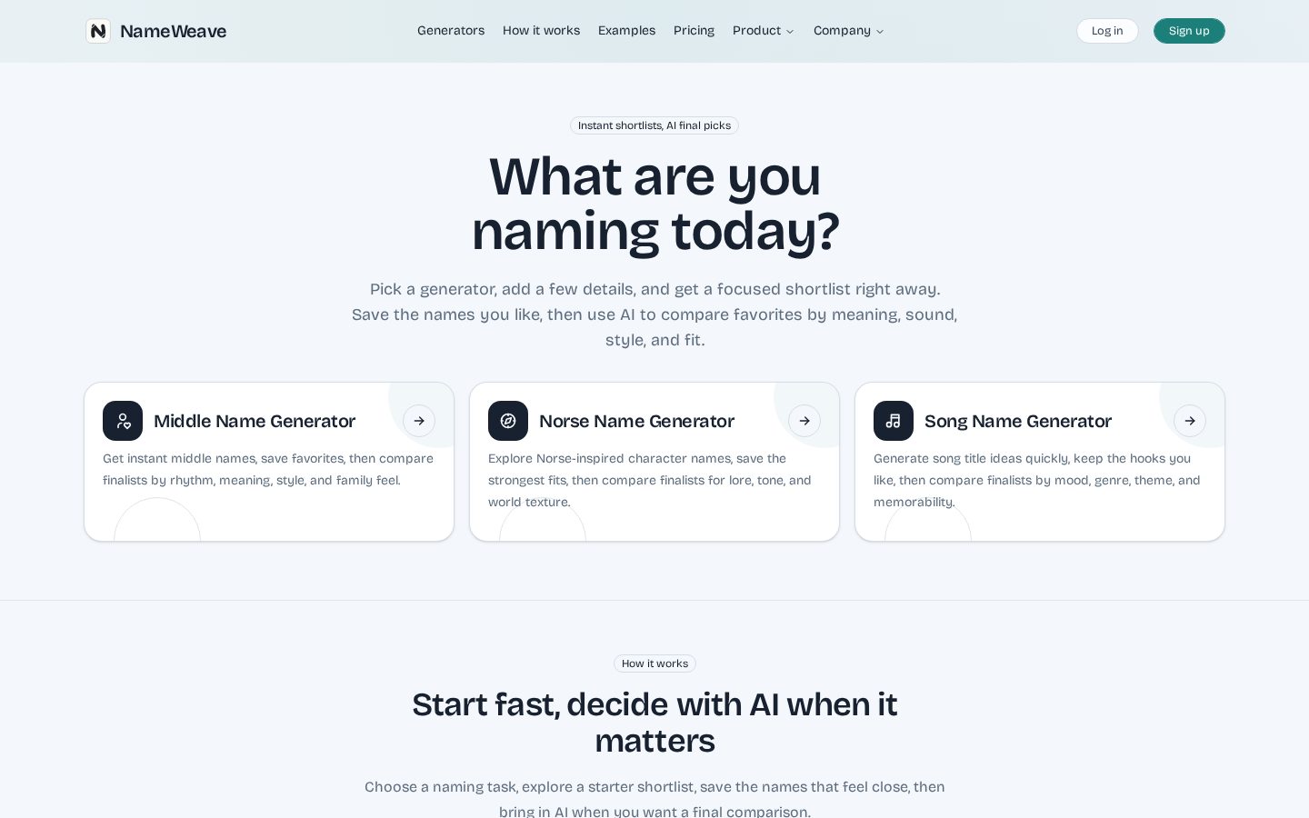 NameWeave Homepage