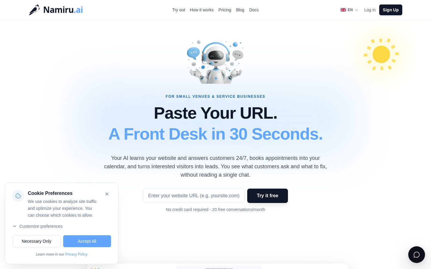 Namiru.ai Homepage