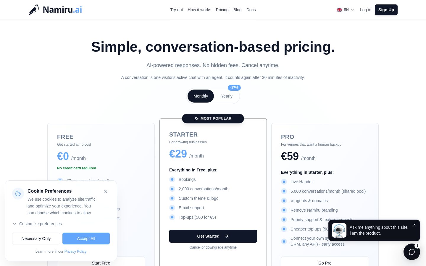 Namiru.ai Pricing