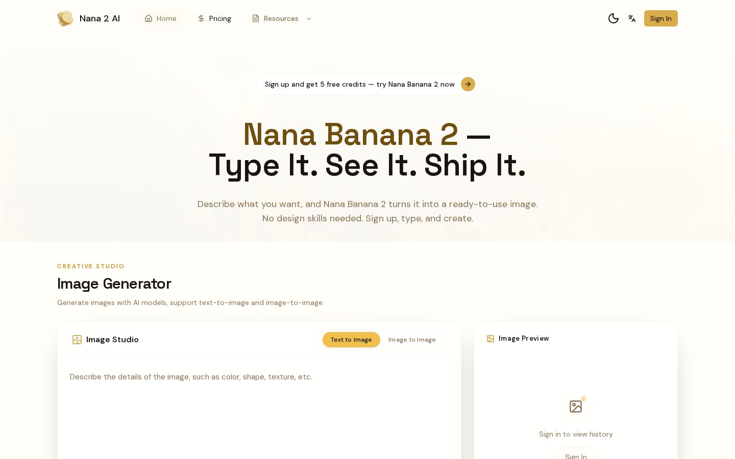 Nana Banana 2 AI Homepage